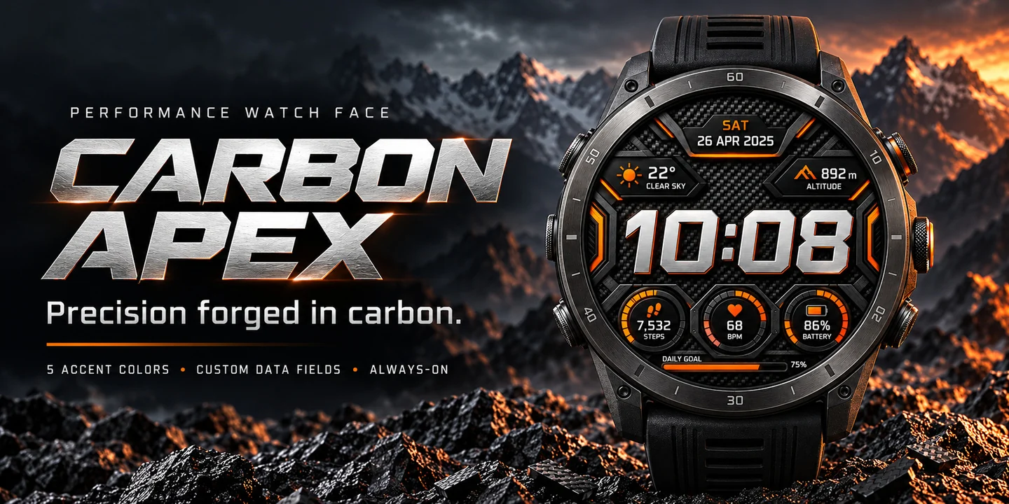 Carbon Apex an einer Uhr, Bergszenerie